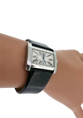 Cartier Tank Divan Stainless Steel/Leather Circa 2008