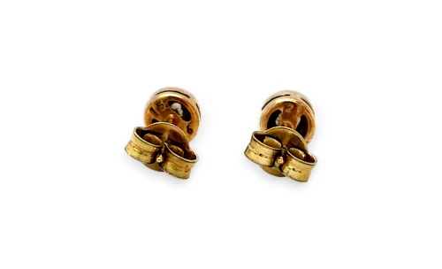 0.40ct Natural Diamond & 9ct Gold 6mm Bevel Set Stud Earrings 1.8g
