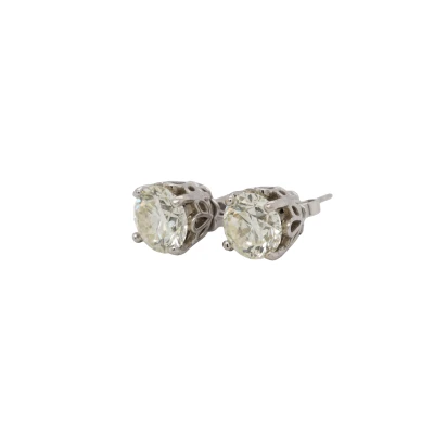 4.04ct Diamond & 18ct White Gold Solitaire Stud Earrings 4.9g