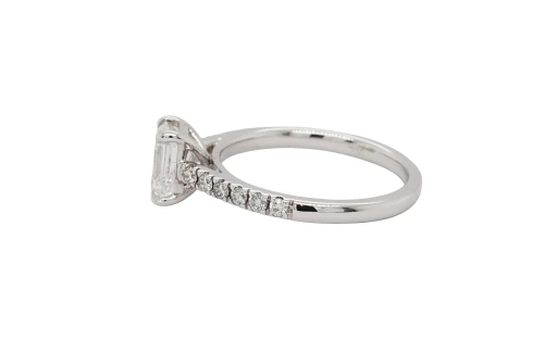 1.25ct Natural Emerald Cut Diamond & 18ct White Gold Solitaire Ring 3.1g