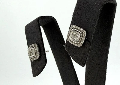 0.50ct Diamond & 9ct White Gold Halo Stud Earrings 3.0g ( 8.6mm x 8.6mm)