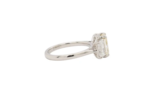 3.77ct Yellow & White Lab Grown Diamond Trilogy Platinum Ring 5.92g