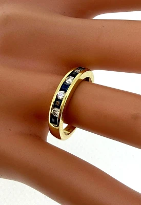 0.30ct Sapphire & 0.25ct Diamond 18ct Gold Eternity/Wedding Band 4.8g