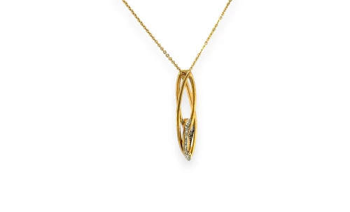 0.06ct Natural Diamond & 9ct Pendant & Chain (25.0 x 7.0 x 3.5mm)  16/18Inch 2.2g