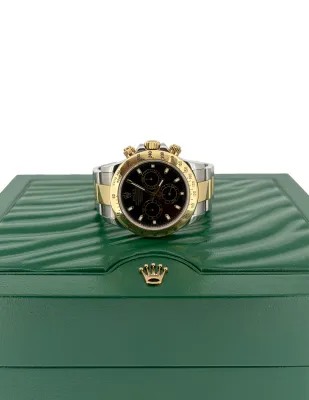 Rolex 40mm Daytona "Black Dial" 18ct Gold & Stainless Steel 2010 Box and Papers