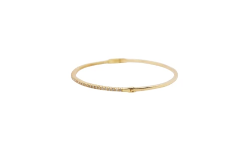 1.00ct Natural Diamond & 18ct Gold 1.8mm Hinged Bangle 9.4g