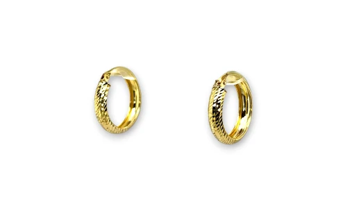 9ct Gold 19mm Half Diamond Cut Hoop Earrings 1.7g