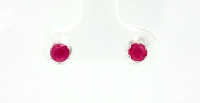 0.60ct Ruby & 9ct White Gold Stud Earrings 0.7g