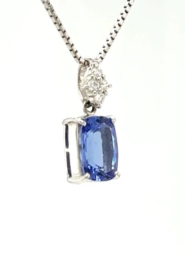 2.35ct Tanzanite & 0.10ct Pendant - Platinum 5.9g 16 Inch