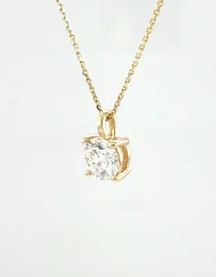 1.50ct Lab Grown Diamond & 9ct Gold Solitaire Pendant 16/18 Inch