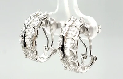 2.00ct Diamond & 18ct White Gold Lever Back Half Huggies Earrings 5.6g