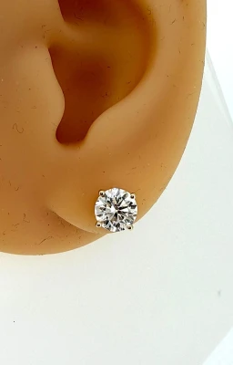 2.00ct Lab Grown Diamond  & 9ct Yellow Gold Stud Earrings 1.8g
