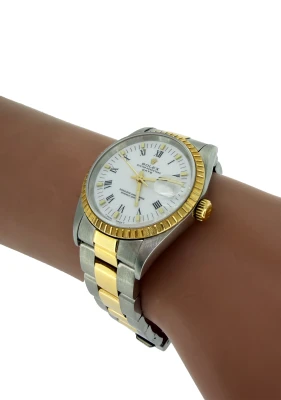 Rolex 34mm Oyster Perpetual Date- 18ct Gold & Stainless Steel 1995 Box & Papers
