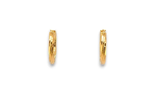 9ct Gold 27mm Twisted Hoop Earrings 2.1g