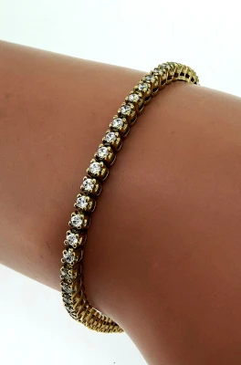 9ct Gold & Cubic Zirconia 2.9mm Tennis Bracelet 9.3g 7.5 Inch