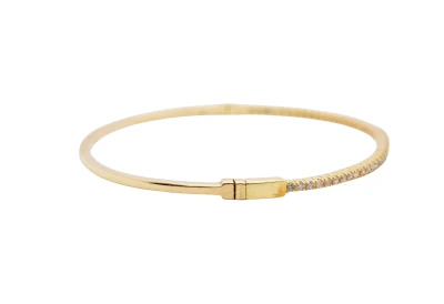 1.00ct Natural Diamond & 18ct Gold 1.8mm Hinged Bangle 9.4g