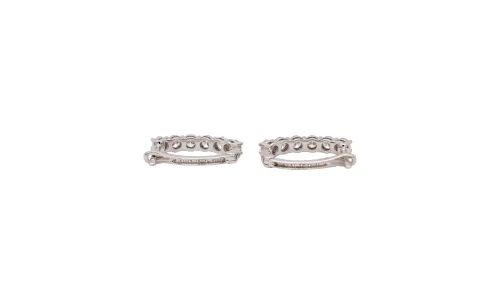 1.29ct Natural Diamond & 18ct White Gold Oval Hoop Earrings 3.35g