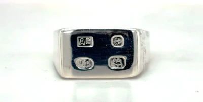 Sterling Silver Rectangular Stretched Hallmark Signet Ring 8.7g