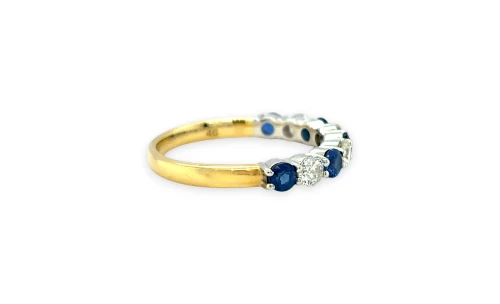 1.32ct Natural Sapphire & Diamond Eternity/Wedding Band 18ct Gold 3.45g