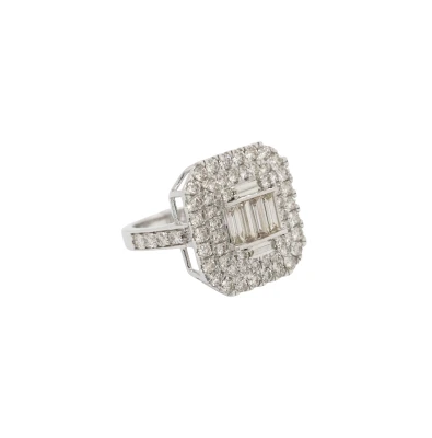 2.55ct Diamond & 9ct White Gold Halo Cluster Dress Ring 6.1g