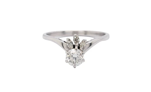 0.70ct Natural Diamond & 18ct White Gold Solitaire/Band Wedding Set 5.6g