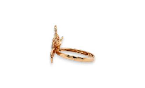 0.30ct Natural Diamond & 14ct Rose Gold Butterfly Dress Ring 2.43g