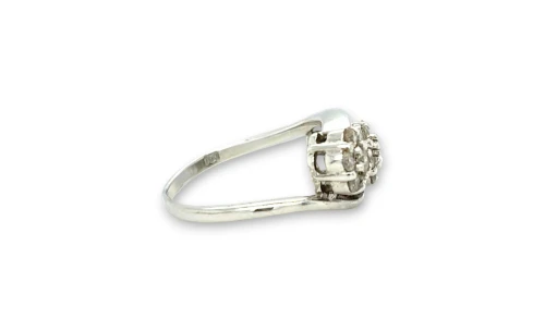 0.75ct Natural Diamond & 18ct White Gold Trilogy Cluster Ring 5.9g