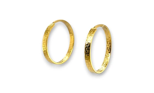 9ct Gold 35mm Greek Key Hoop Earrings 2.1g