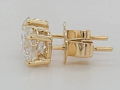 2.01ct Lab Grown Diamond & 9ct Gold Solitaire Stud Earrings 1.8g