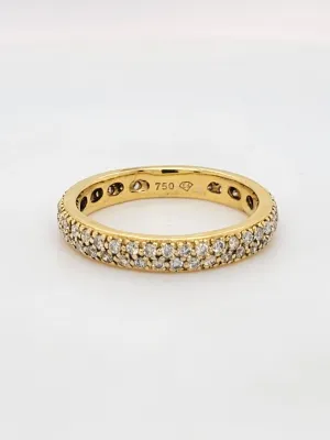 0.38ct Natural Diamond, & 18ct Gold Pave Set Wedding/Eternity Full Band 3.4g