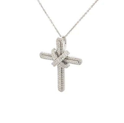 0.70ct Lab Grown Diamond & 9ct White Gold Fancy Cross Pendant (25.7 x 19.5mm) 2.28g