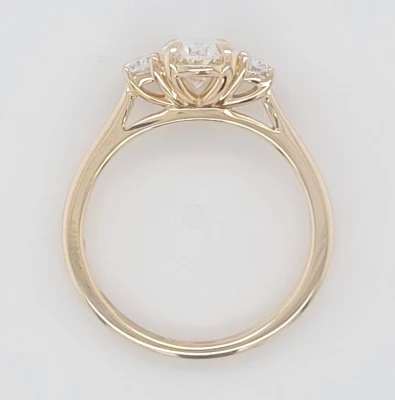 1.66ct Lab Grown Diamond & 9ct Gold Trilogy Ring 2.8g Size M