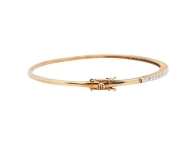 1.10ct Natural Diamond & 9ct Gold 2.3mm Bangle -7.5 Inch -7.39g