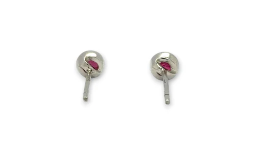 0.35ct Natural Ruby & 9ct White Gold 4.0mm Bevel Set Stud Earrings 1.0g