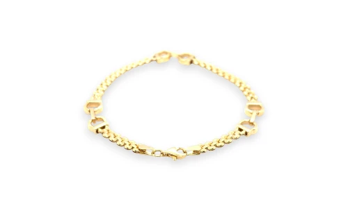 9ct Gold 3 Row Fancy Panthere Link 7.5mm Bracelet 7.0Inch 6.1g