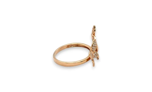 0.30ct Natural Diamond & 14ct Rose Gold Butterfly Dress Ring 2.43g