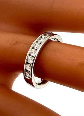 0.50ct Diamond & 18ct White Gold 3.5mm Eternity/Wedding Band 4.3g