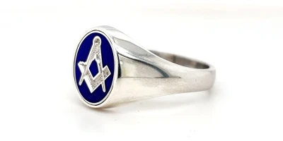 Reversible Masonic Signet Ring - Sterling Silver 7.1g