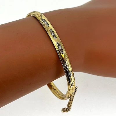 0.25ct Diamond & 9ct Gold Bangle 5.5mm 19.6g