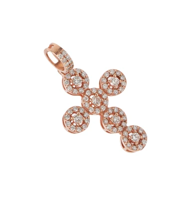 1.97ct Natural Diamond & 14ct Rose Gold Cross Pendant ( 46.3 x 25.5mm) 7.66g