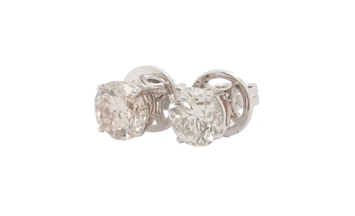 3.03ct  Natural Diamond & 18ct White Gold 7.0mm Stud Earrings 3.1g