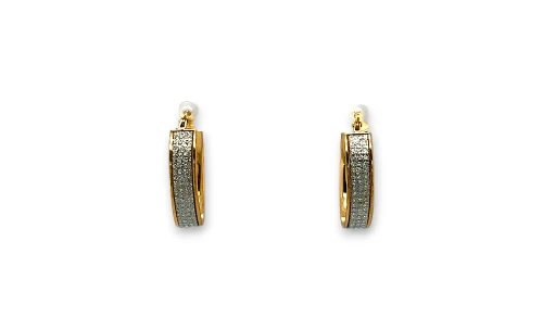 9ct Gold Fancy Glitter Illusion Oval Hoop Earrings (25.2 x 6.7 x 5.7mm) 2.2g