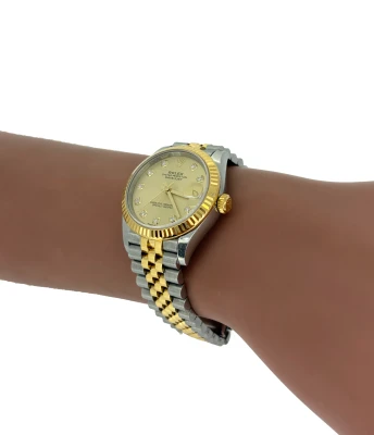 Rolex 31mm Datejust 18ct Gold/Stainless Steel Diamond Dial 2021 Box & Papers