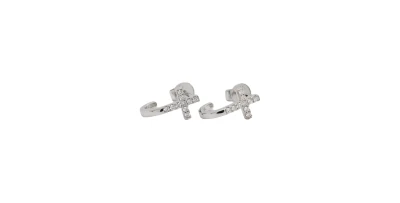 0.10ct Natural Diamond & 9ct White Gold Stud Earrings ( 12.3 x 6.7mm) -1.33g