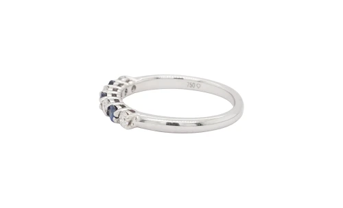 0.43ct Natural Sapphire & Diamond 2.5mm Eternity/Wedding Ring 18ct White Gold 2.6g