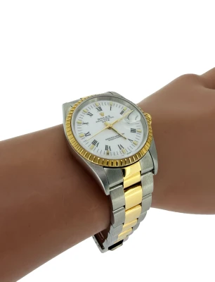 Rolex 34mm Oyster Perpetual Date- 18ct Gold & Stainless Steel 1995 Box & Papers