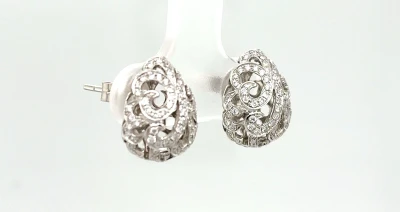 0.80ct Diamond & 18ct White Gold Ornate Stud Earrings 3.0g
