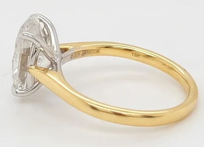 3.34ct Lab Grown Oval Diamond & 18ct Gold Solitaire  4.0g Size: N