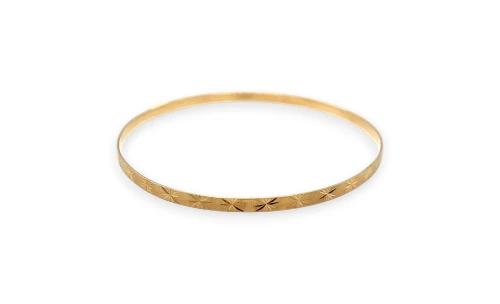Solid 9ct Yellow Gold 3.3mm Patterned Bangle 8.25Inch 3.95g