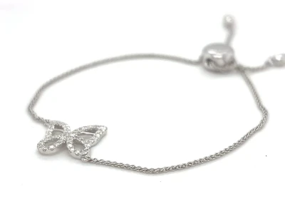 0.30ct Diamond Butterfly Adjustable Bracelet 3.8g 7.5inch